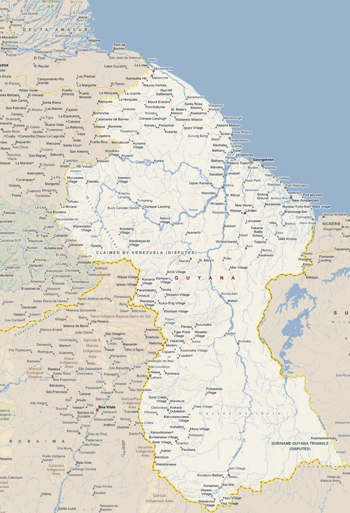 地図の道のガイアナ