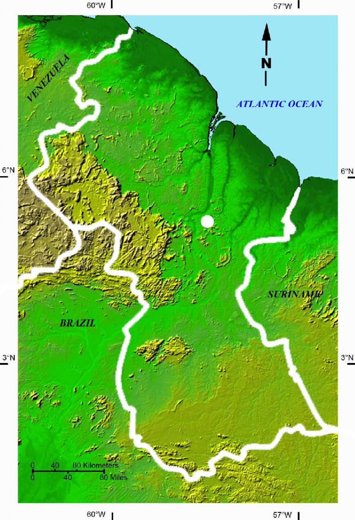 地図の衛星地図のガイアナ