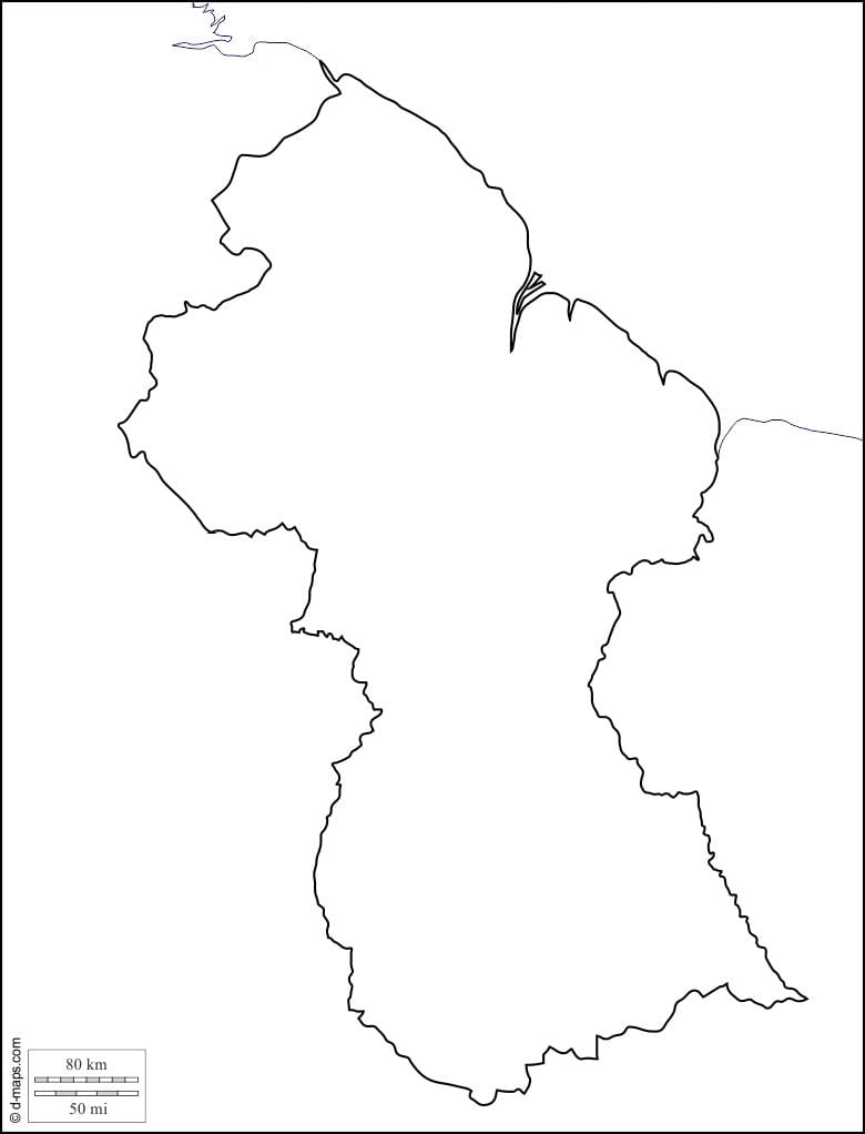 白地図のガイアナ