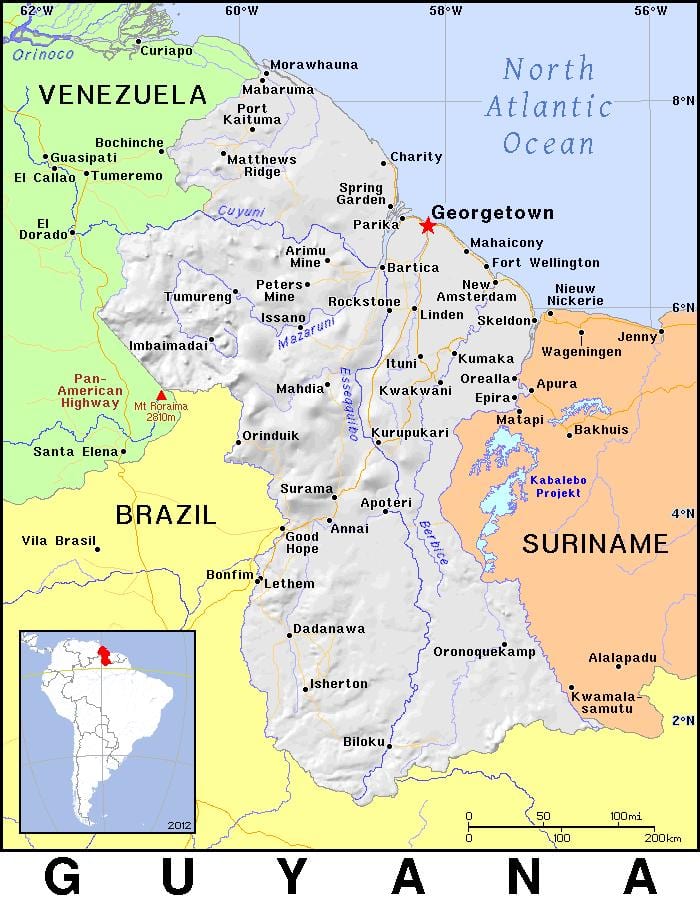 地図のガイアナ国