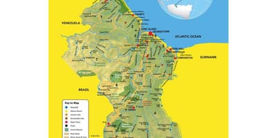 地図のガイアナの地図の位置
