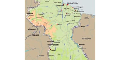 地図のガイアナの町