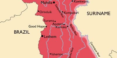 の地図のガイアナ