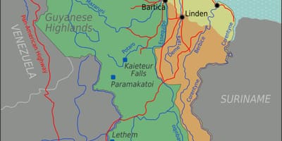 東海岸demeraraガイアナの地図