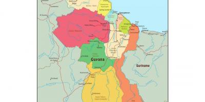 地図のガイアナを示す10の行政-地域